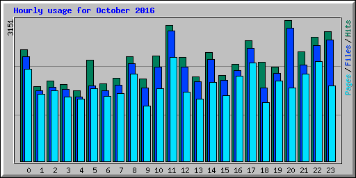 Hourly usage for October 2016
